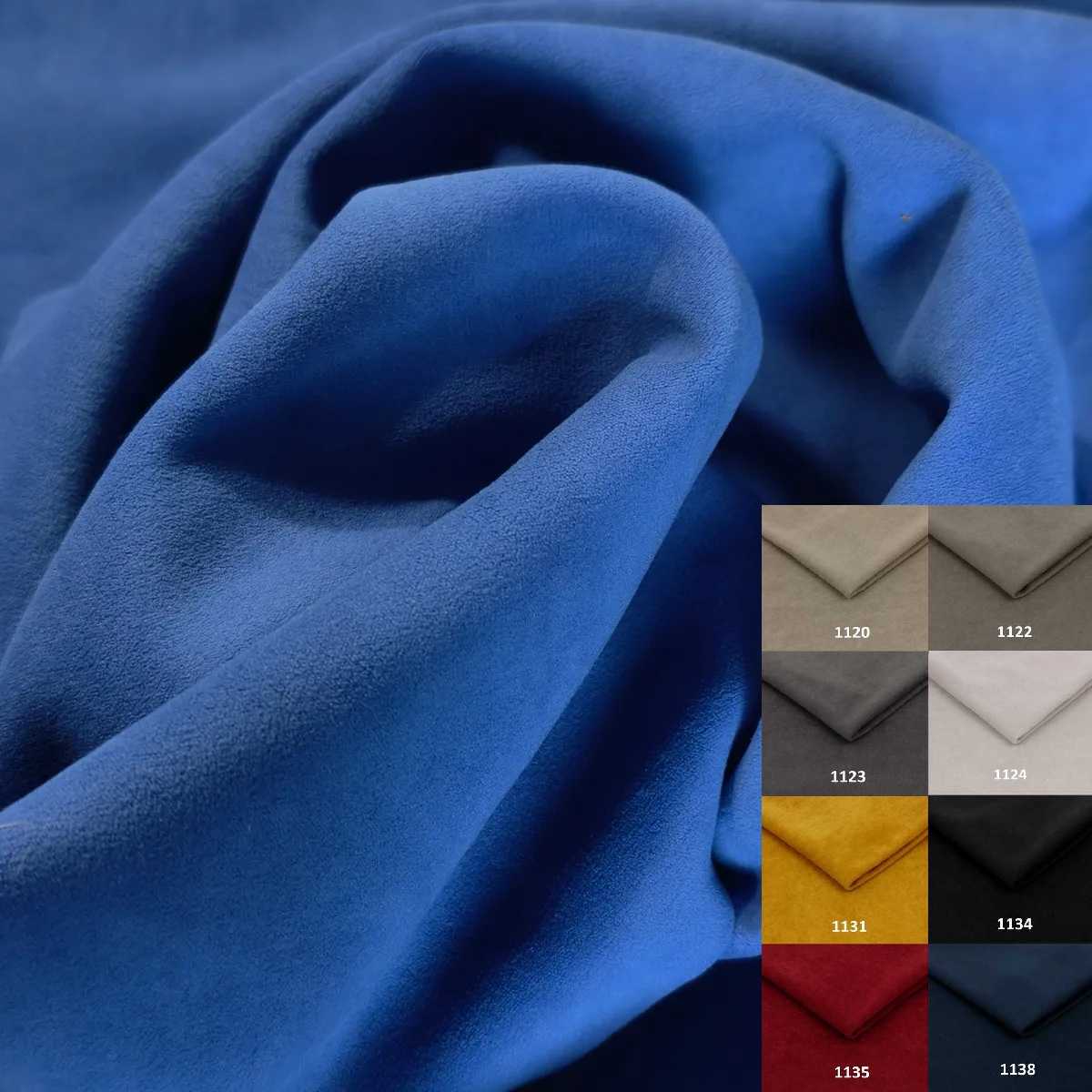Tissu isolant thermique Brazio au mètre en bleu profond avec aperçu des coloris disponibles, doté d'une surface déperlante et d'un toucher velouté.